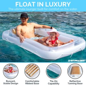 SWIMLINE ORIGINAL Suntan Tub 1-PACK Classic Inflatable Tanning Float Floating Lounge | Gold Personal Tan Pool Hybrid Lounger | Adjustable Pillow | Fill With Water | Reflective Tanning Design