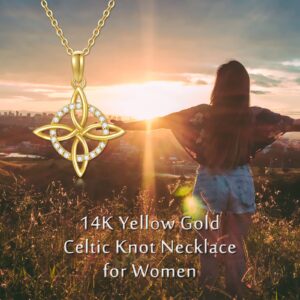 SISGEM Solid 14K Gold Celtic Cross Knot Necklace for Women,Yellow Gold Irish Celtic Knot Pendant Necklaces with Moissanite,Anniversary Birthday Jewelry Gifts for Mom Wife 16''-18''