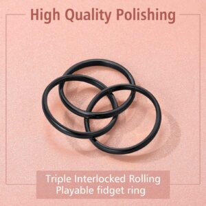 FindChic Black Triple Band Rings Interlocked Rolling Rings for Women Stainless Steel Trinity Russian Wedding Fidget Rings Size 7