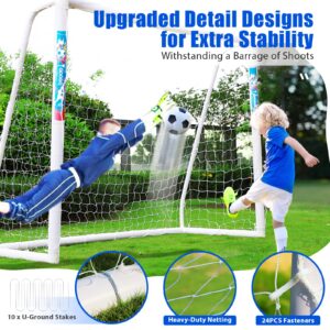 GOOGO Portable Soccer Goal with Strong PVC Frame, 8x6ft Soccer Net with Carry Bag, 2 High-Strength Nets, Quick Set-up, Weatherproof Soccer Training Equipment for Teens and Adults for Backyard