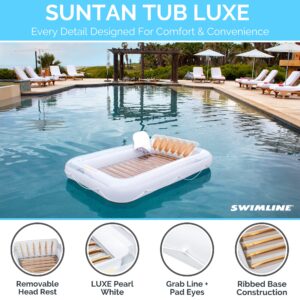 SWIMLINE ORIGINAL Suntan Tub 1-PACK Classic Inflatable Tanning Float Floating Lounge | Gold Personal Tan Pool Hybrid Lounger | Adjustable Pillow | Fill With Water | Reflective Tanning Design