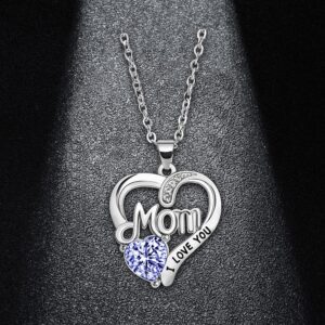 BESPMOSP Mom Necklace I Love You Mom Gifts Mother's Day Gifts Rhinestone Necklace for Mom Birthday Gifts for Mom(purple)