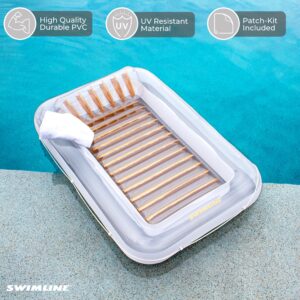 SWIMLINE ORIGINAL Suntan Tub 1-PACK Classic Inflatable Tanning Float Floating Lounge | Gold Personal Tan Pool Hybrid Lounger | Adjustable Pillow | Fill With Water | Reflective Tanning Design