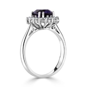 2 CT Oval Cut Created Amethyst Halo Wedding Promise Ring 14k White Gold Finish Ring Size-11