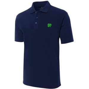 WOAIXIA Green Irish Shamrock Embroidered Short Sleeve Polo Shirts Classic Embroidery Men's Polo Shirt (Navy,XL,X-Large)