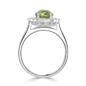 3 CT Oval Cut Created Peridot & Cubic Zirconia Vintage Ring 14k White Gold Finish Ring Size-9