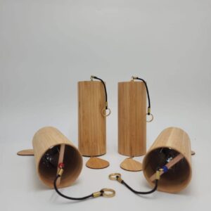 YANTRA Set of 4 Wooden Bamboo Chimes Includes All Elements Fire Water Air and Earth (Without Wooden Stand)