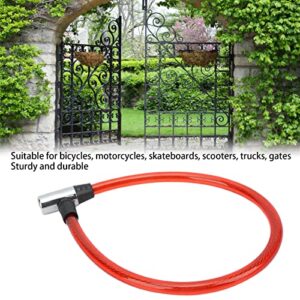 Bicycle Lock Cable, Cable Lock Widely Used Easy Operation Two Keys Portable Size for Gate for Motorcycle for Bike(red)