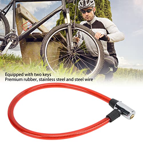 Bicycle Lock Cable, Cable Lock Widely Used Easy Operation Two Keys Portable Size for Gate for Motorcycle for Bike(red)