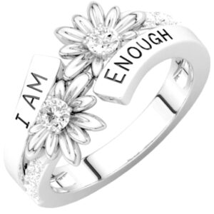 jude jewelers stainless steel inspirational encouragment i am enough mantra wedding engagement statement anniversary ring (silver, 9)