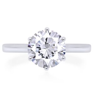 SAVEARTH DIAMONDS 1 1/5 Cttw 7MM Round Cut Lab Created Moissanite Diamond Solitaire Style Engagement Ring For Women In 10K Solid White Gold (VVS1 Clarity, 1.20 Cttw) Ring Size-6