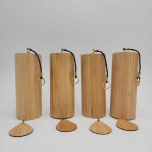 YANTRA Set of 4 Wooden Bamboo Chimes Includes All Elements Fire Water Air and Earth (Without Wooden Stand)