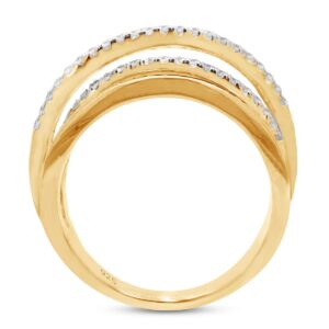 SAVEARTH DIAMONDS 1/4 cttw Round Cut Lab Created Moissanite Diamond Crossover Statement Ring Wedding Bands for Women In 14K Yellow Gold Over Sterling Silver (G-H Color,VVS1 Clarity,0.25 Cttw)-9