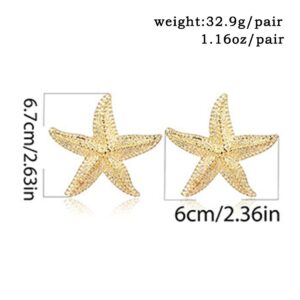 Aksod Starfish Earrings Large Gold Statement Big Star Earrings for Women Boho Fashion Beach Ear Jewelry Accessories (Style D)