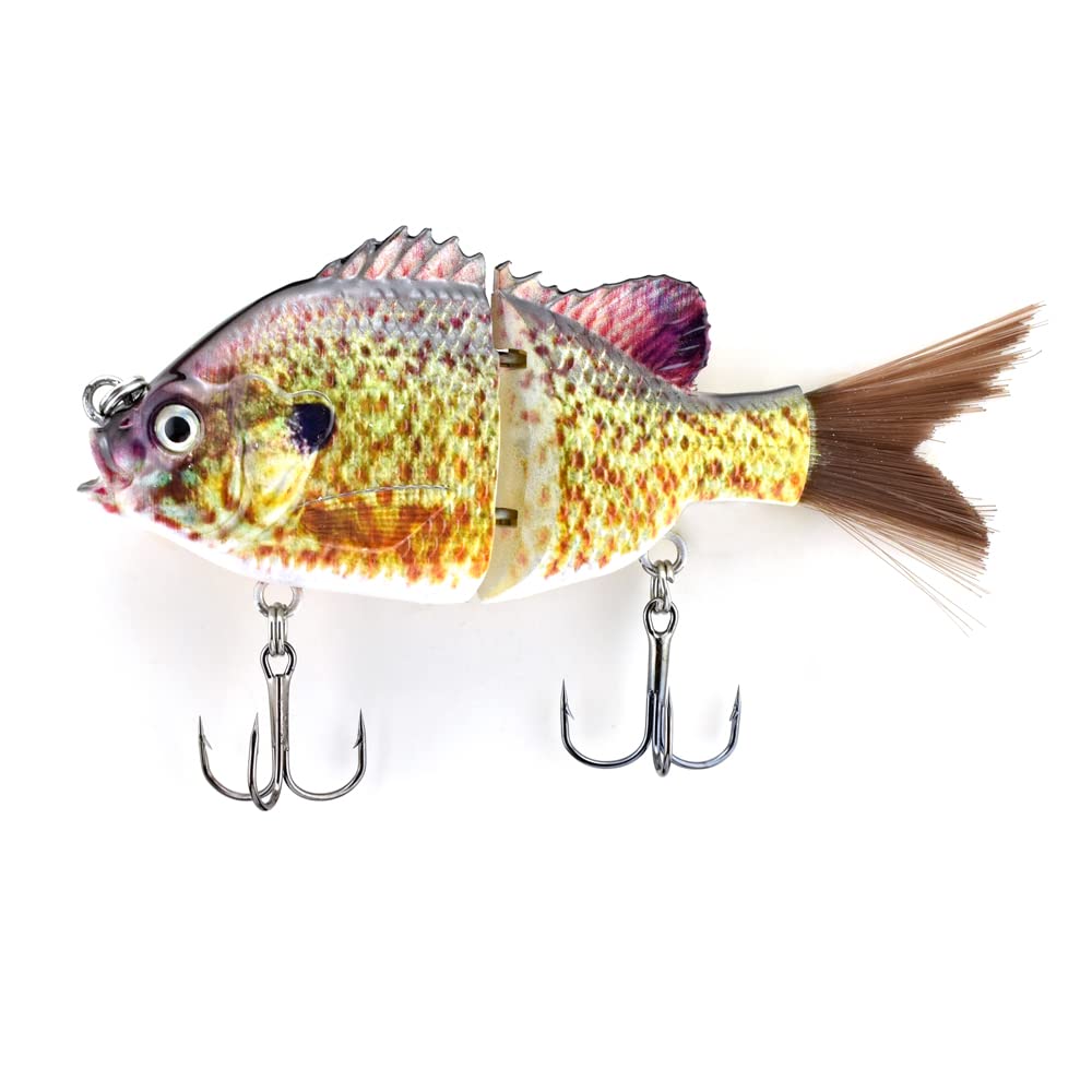 ODS Glide Bait Bionic Jointed Artificial Swimbait with Fiber Tail Bluegill Sunfish (Color 02)