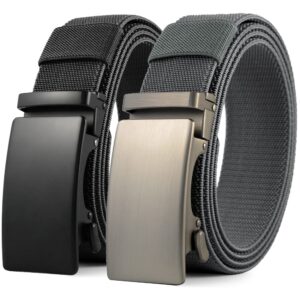 DOOPAI Belt Men, elastic golf belts for men, 2 Pack Nylon Ratchet Belt Mens Belts Casual, Adjustable Trim to Fit