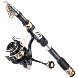 sougayilang fishing pole kit, telescopic fishing rod and reel combo with spinning reel, fishing gear set for beginner adults saltwater freshwater-2.4m rod with 3000 reel