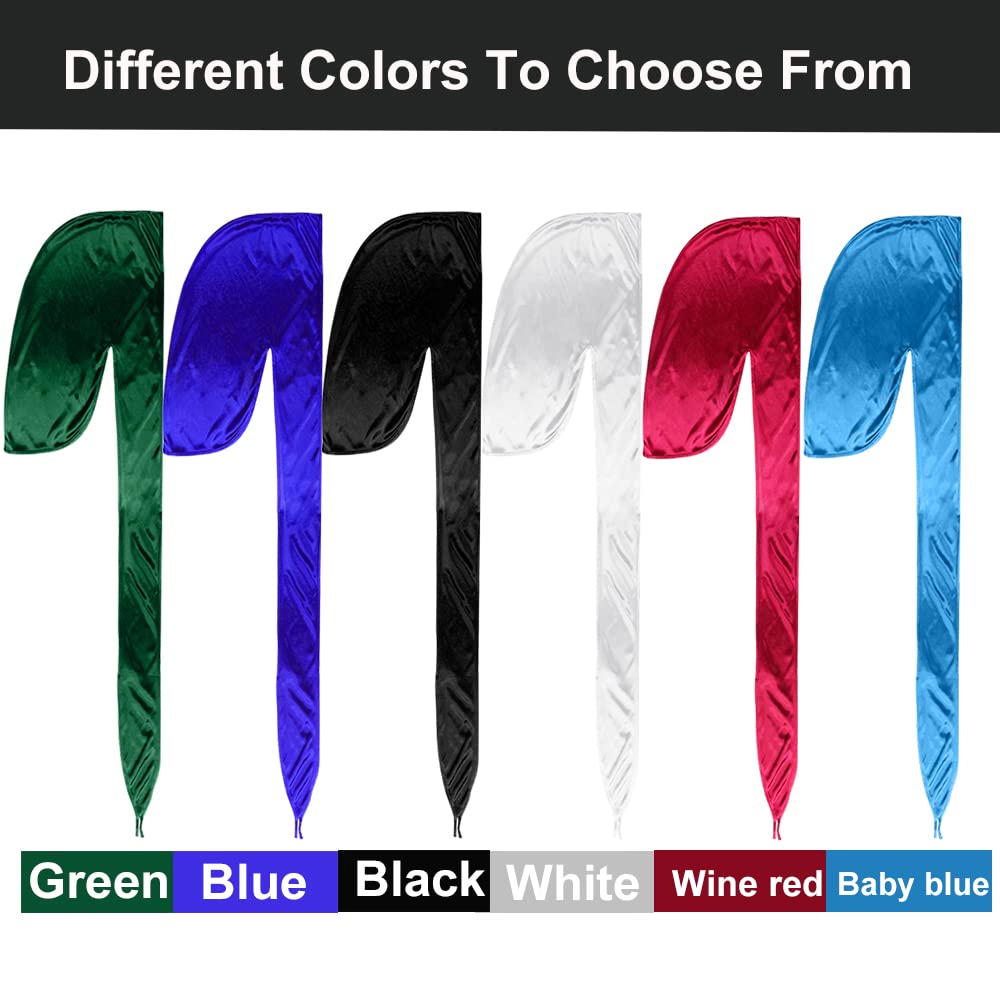 ASKNOTO 6 Pcs Silky Durag Headwraps Dorag for Men Women Waves, Durags Pack with Long Tail and Wide Straps, 6 Colors