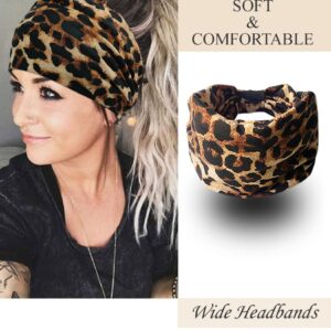 YONUF Wide Boho Headbands for Women Fashion Knotted Headband Yoga Workout African Head Wrap 4 Pack