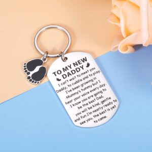 Daddy Dad To Be Gifts New Dad Keychain Gifts for Men First Baby Gift for Dad Daddy Husband Boyfriend from Mom Wife Baby Christmas Pregnancy Announcement Gifts Fathers Day Keepsake from Son Daughter