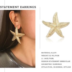 Aksod Starfish Earrings Large Gold Statement Big Star Earrings for Women Boho Fashion Beach Ear Jewelry Accessories (Style D)