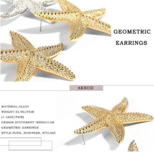 Aksod Starfish Earrings Large Gold Statement Big Star Earrings for Women Boho Fashion Beach Ear Jewelry Accessories (Style D)