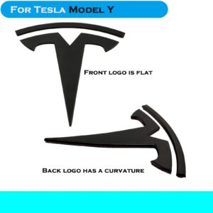 YHCDSEA Metal Logo Badge Replacement Sticker fit for Tesla Model Y Emblem Replace Stickers Accessories (Matt Black)