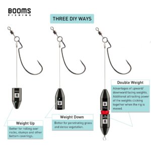 Booms Fishing TR1 Tokyo Rig, 4Pack 1/2oz Pre Rigged Punch Shot Rig, Bass Fishing Accessories Including Brass Bullet Weights, EWG Hooks, Barrel Swivel, Split Ring, Steel Wire, Bead