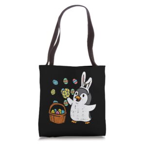 Easter Penguin Bunny Ears Eggs Basket Cute Men Women Kids Tote Bag