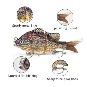 ODS Glide Bait Bionic Jointed Artificial Swimbait with Fiber Tail Bluegill Sunfish (Color 02)