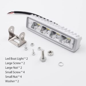 Acelane LED Boat Lights Marine Light Bar T-Top Spreader Light Bar White Flood Beams Boat Deck Lights Dock Lights IP67 Waterproof 12V 18W for Pontoon Boat Truck SUV Off-Road Night Fishing Accessories