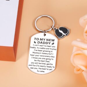 Daddy Dad To Be Gifts New Dad Keychain Gifts for Men First Baby Gift for Dad Daddy Husband Boyfriend from Mom Wife Baby Christmas Pregnancy Announcement Gifts Fathers Day Keepsake from Son Daughter