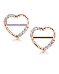 melighting heart nipple rings 14g dainty nipple clicker shiny clear cz nipple piercing jewelry 316l surgical steel nipple piercing barbell for women