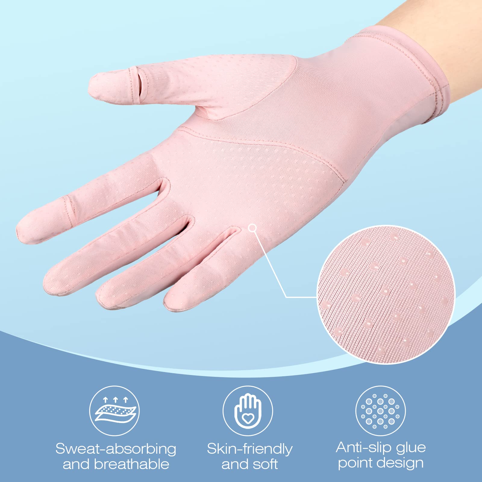 Zhanmai 3 Pairs UV Protection Gloves Women, Sunscreen Gloves, Summer Sun Protection Gloves, Full Finger Touchscreen for Golf Driving Riding Fishing Hiking