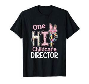 one hip childcare director, leopard school staff easter t-shirt