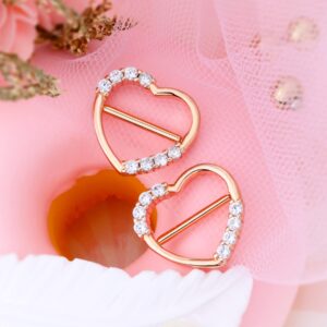 Melighting Heart Nipple Rings 14G Dainty Nipple Clicker Shiny Clear CZ Nipple Piercing Jewelry 316L Surgical Steel Nipple Piercing Barbell for Women