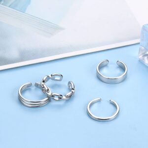 ORAZIO 925 Sterling Silver Toe Rings For Women Adjustable Triple Band Toe Ring Set Cute Toe Rings Jewelry