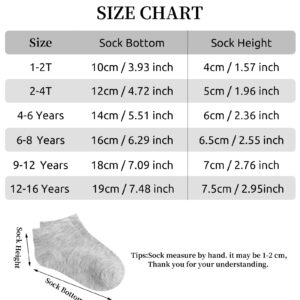 KEREDA 15 Pairs Kids Ankle Socks Boys Girls Half Cushion Low Cut Athletic Socks 9-12 Years Grey