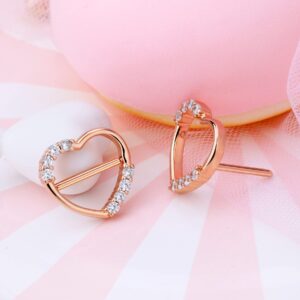 Melighting Heart Nipple Rings 14G Dainty Nipple Clicker Shiny Clear CZ Nipple Piercing Jewelry 316L Surgical Steel Nipple Piercing Barbell for Women