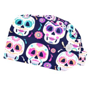 OELDJFNGSDC 2 Packs Enchanting Skull Working Caps with Buttons