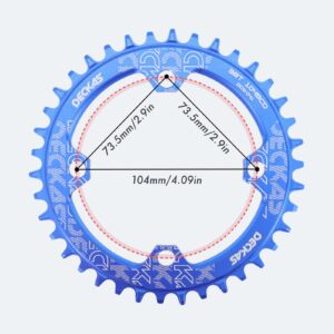 DJC Bike Chainring 104mm BCD Round/Oval MTB 104BCD 7/8/9/10/11/12 Speed Narrow Wide Tooth Aluminum 7075 Super Lightweight 30T 32T 34T 36T 38T 40 42 DH XC Trail Fat Bike ebike (1# Round Black, 30T)