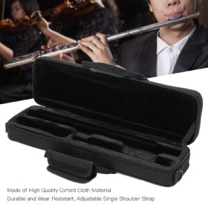 Flute Case, Black Oxford Cloth 16 Holes Flute Cover, Double Zipper Design Universal Cloth Box Waterproof Flute Storage Bag, 39.5 X 12 X 7cm