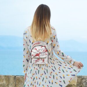 Japan Cherry Blossoms Mini Backpack Purse for Women, Cherry Blossoms Flowers Leather Small Backpack Casual Travel Daypacks Shoulder Bag for Girls Teen