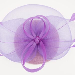 Cizoe Tea Party Fascinator Kentucky Derby Hat Fascinator Pillbox Hat Headband for Cocktail(A-purple