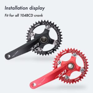 DJC Bike Chainring 104mm BCD Round/Oval MTB 104BCD 7/8/9/10/11/12 Speed Narrow Wide Tooth Aluminum 7075 Super Lightweight 30T 32T 34T 36T 38T 40 42 DH XC Trail Fat Bike ebike (1# Round Black, 30T)