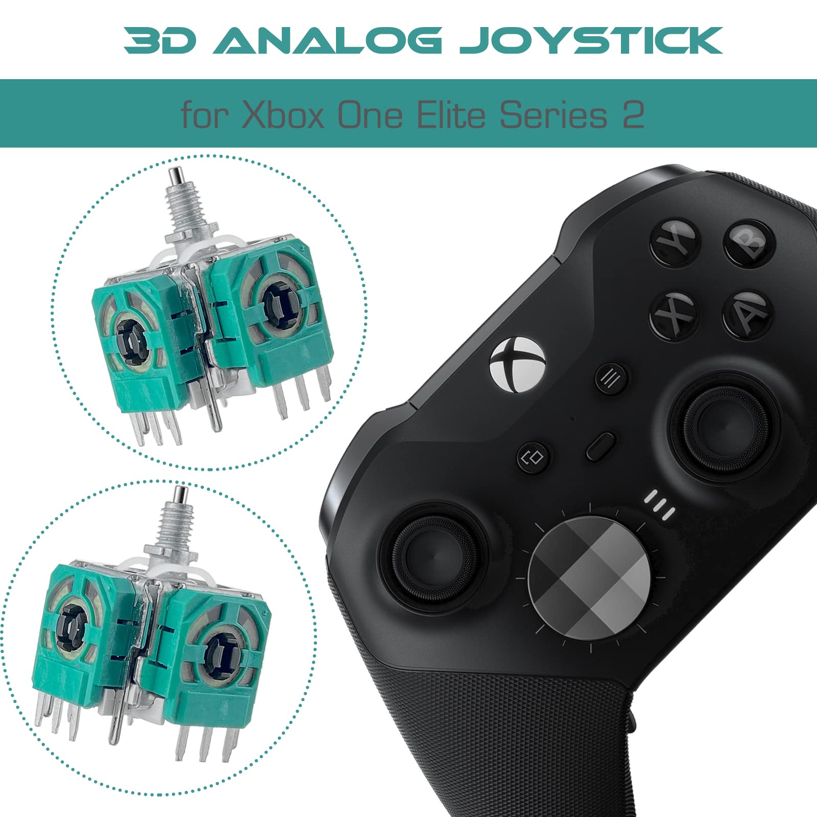 Gorliskl 2 Pack Controller 3D Analog Joystick Thumb Sticks Replacement Repair Parts for Xbox One Elite 2- - Fixes Stick Drift, Broken, and Loose Joysticks on Elite Series 2 Controllers