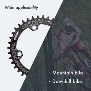 DJC Bike Chainring 104mm BCD Round/Oval MTB 104BCD 7/8/9/10/11/12 Speed Narrow Wide Tooth Aluminum 7075 Super Lightweight 30T 32T 34T 36T 38T 40 42 DH XC Trail Fat Bike ebike (1# Round Black, 30T)