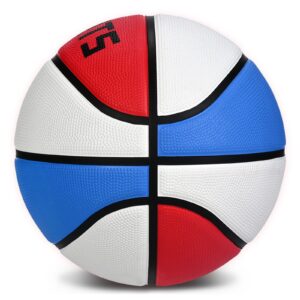 KUYOTQ Kids Youth Size 5 (27.5") Basketball Premium Rubber Outdoor Basketball Youth Basketball Indoor Outdoor for Boys Teen Game Sports Basketball Ball Gift (Deflated,Red White Blue)