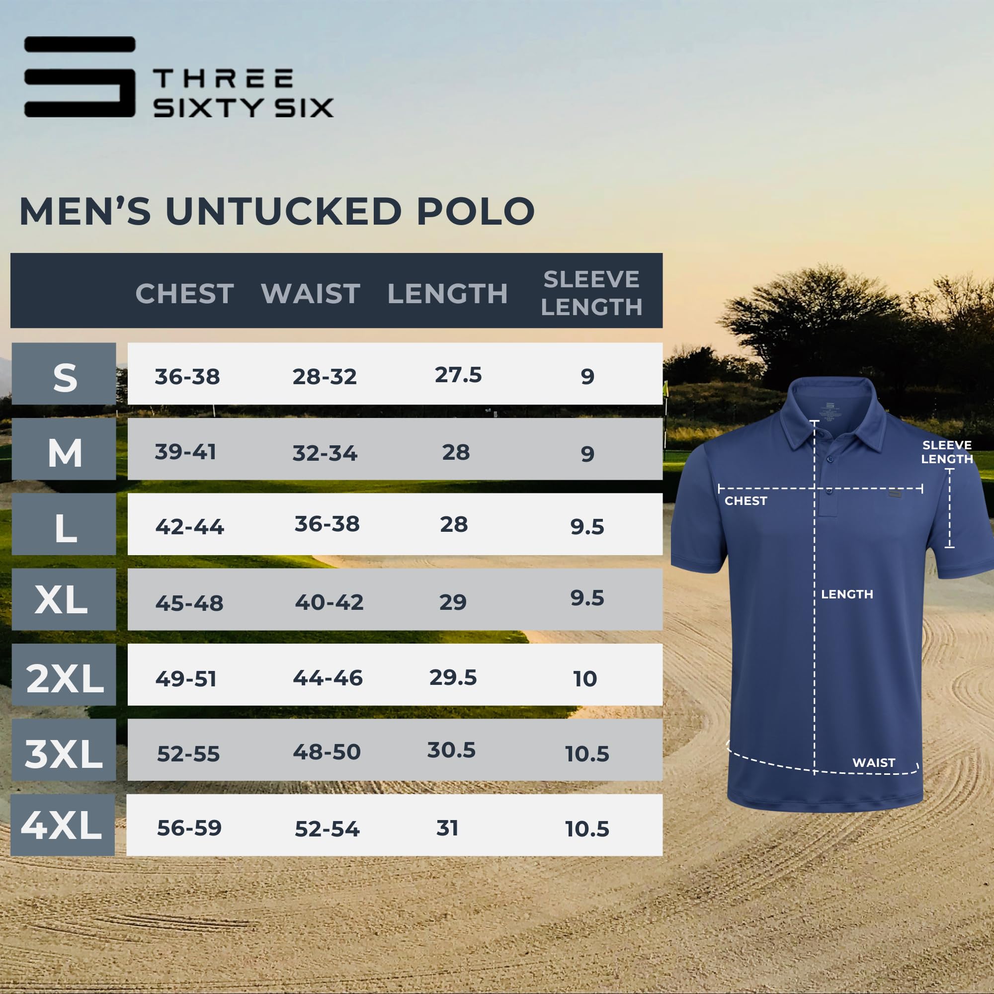 Men’s Untucked Golf Polo Shirts - The Perfect Length, Quick Dry, 4-Way Stretch Fabric. Moisture Wicking, UPF 50+ Protection