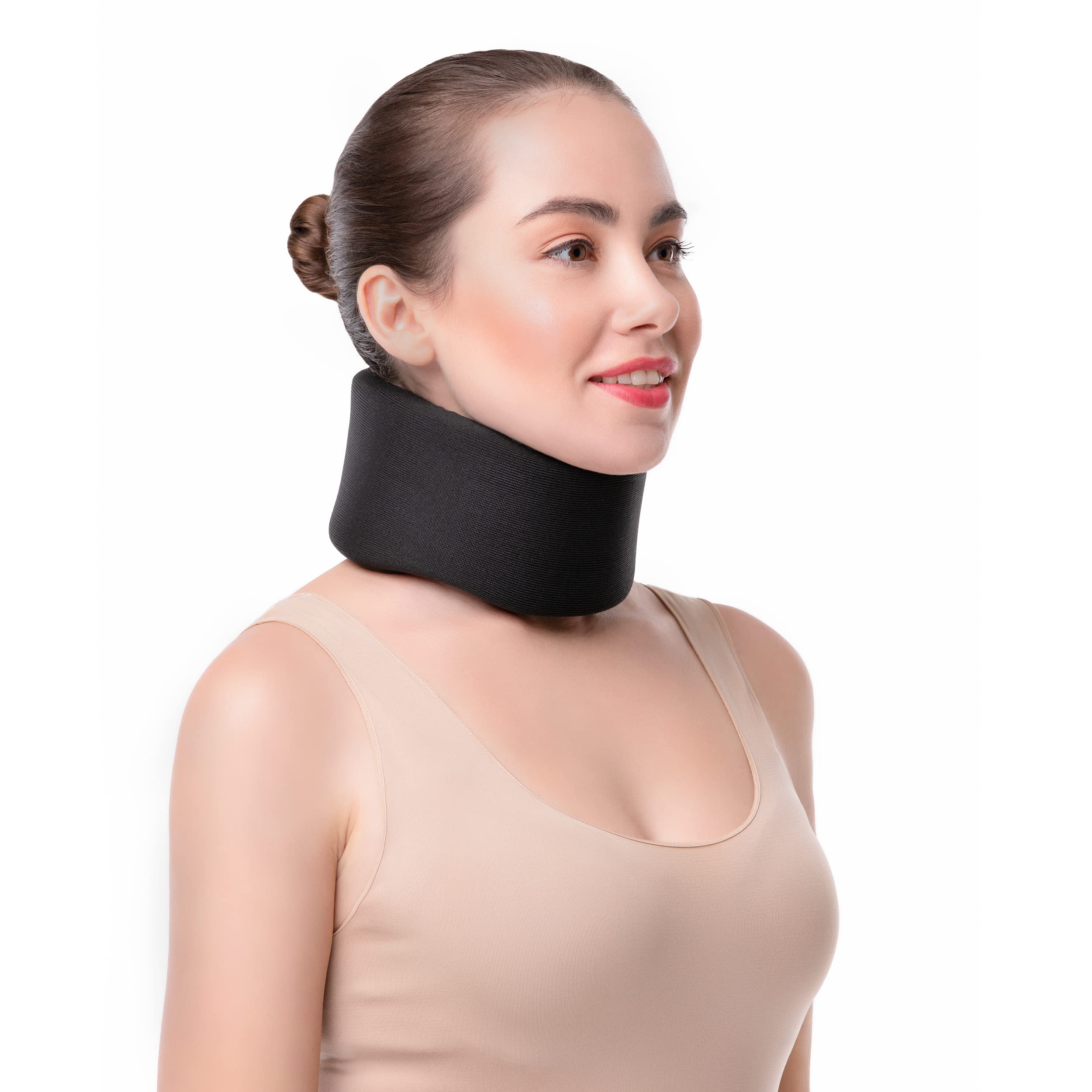 SNUG360 Neck Brace - 3.5 inch Soft Foam Cervical Collar for Men & Women, Relieves Neck Pain & Spine Pressure Due to Whiplash or Injury, Ideal Support for Sleeping (Small, Black)